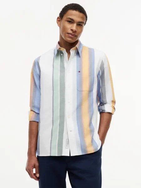 TOMMY HILFIGER Srajca HERITAGE svetlo modra / med / meta bela