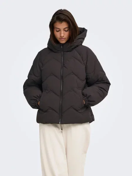 Демісезонна куртка JDY POWER SHORT HOOD PUFFER OTW темно-коричневий коричнева