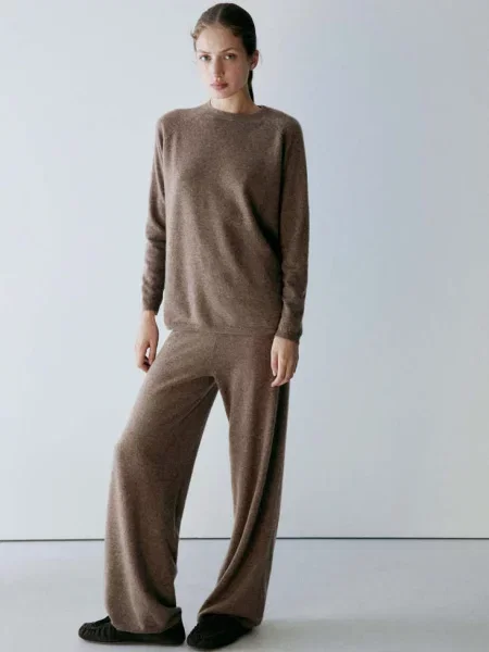 Sweter kaszmir średni Kobieta S MANGO brązowy