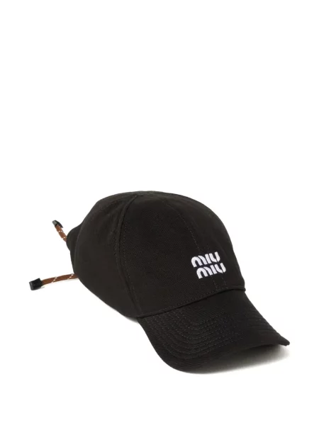 Șapcă Miu Miu cu broderie cu cordon negru