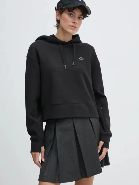 Lacoste bluza z kapturem gładka czarny