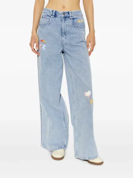 Pantaloni Adidas cu talie înaltă albastru