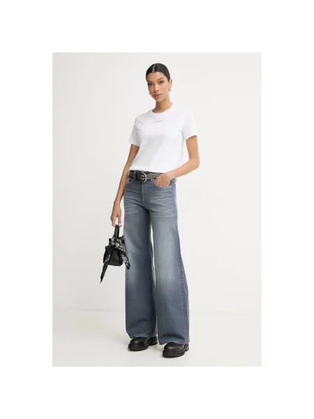 Diesel jeansy wide leg D-AKEMI niebieskie