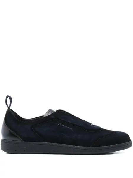 Sneakerși Santoni din piele de căprioară slip-on albastru
