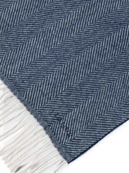 Šal Lanvin na rese s herringbone uzorkom plava