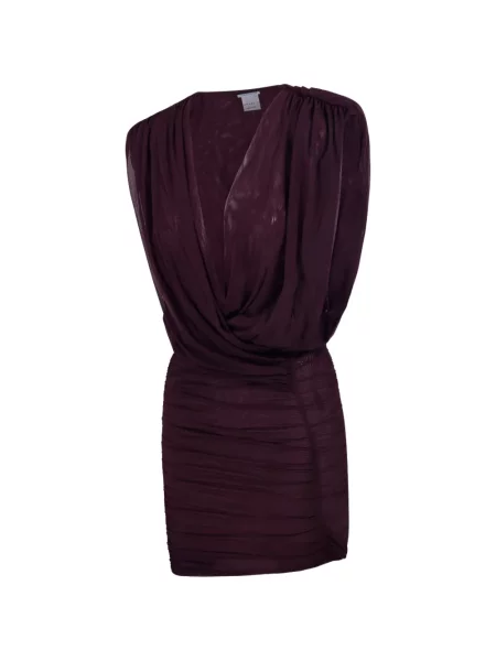 Rochie mini Amazuìn cu decolteu în V drapată de costum roșu