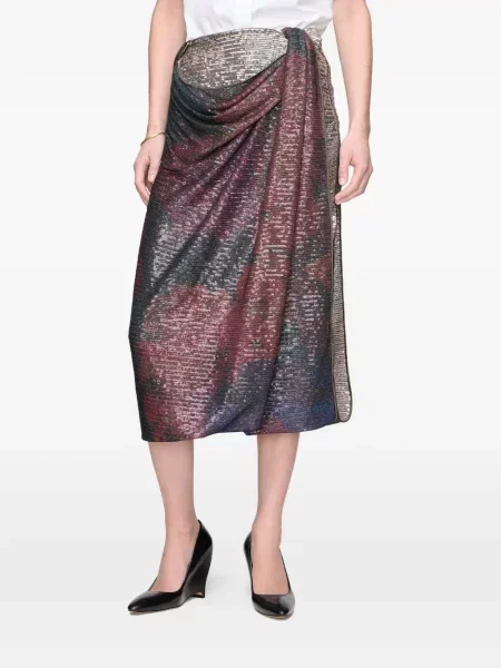 Fustă midi Maison Margiela cu paiete drapată negru