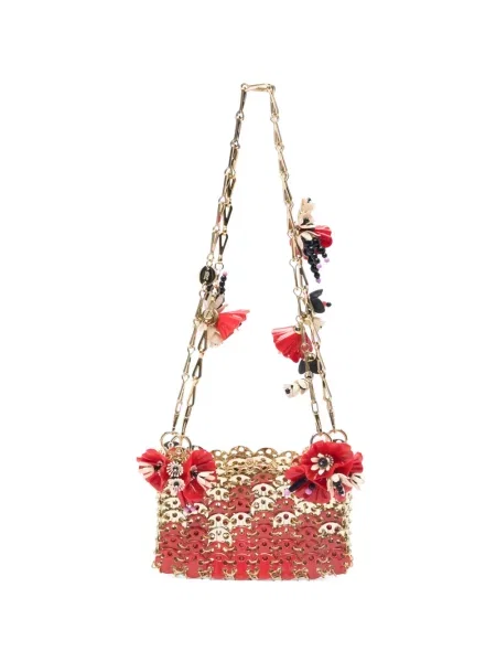 Колие Rabanne на цветя с апликация червено