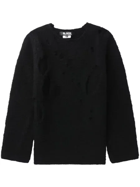 Pulover Black Comme Des Garçons de lână zdrențuiți negru