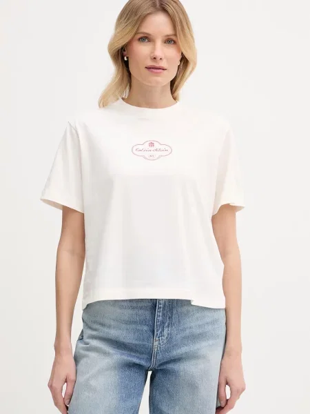 Calvin Klein Jeans t-shirt γυναικείο μπεζ