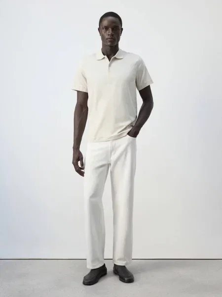 Koszulka polo regular fit jasny / pastelowy Mężczyzna S MANGO MAN szary
