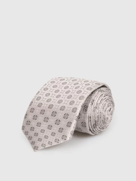 Краватка із шовку у візерунок Brunello Cucinelli сіра
