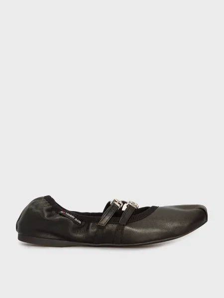 Кожаные балетки Tommy Jeans черные