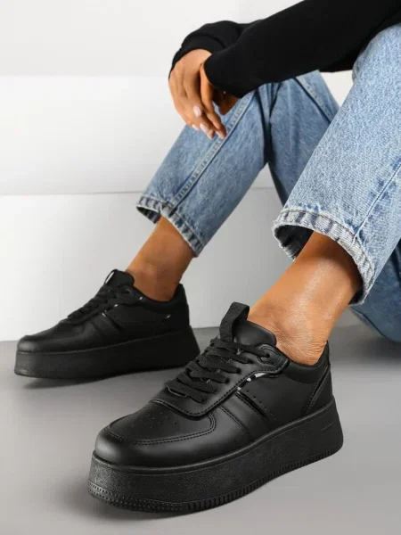 Casualowe Sneakersy na Niskiej Platformie Torila czarne