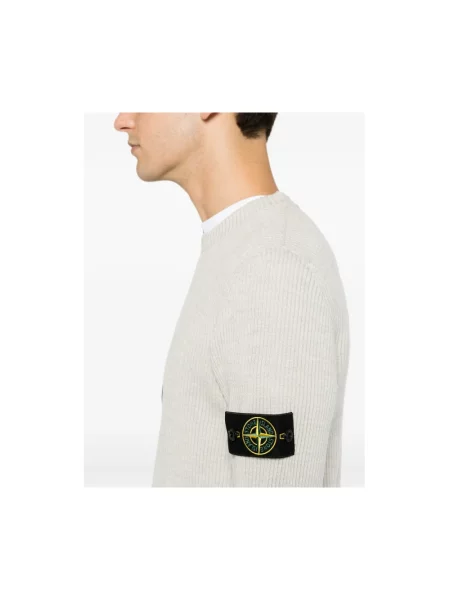Dzianinowy sweter Stone Island z kamieniami szary