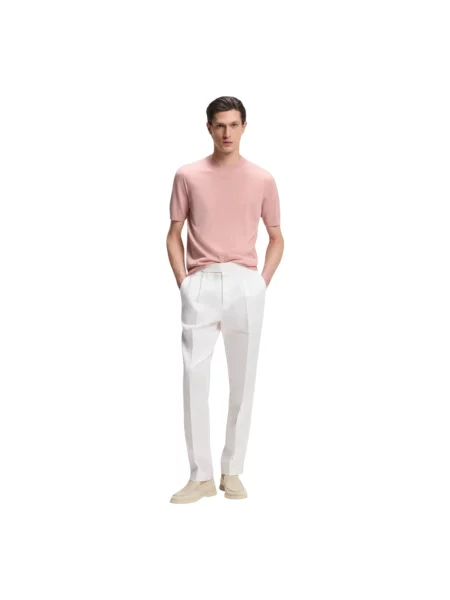 Sweter w kroju regular fit z czystej żywej wełny model UMAURO' Boss różowy