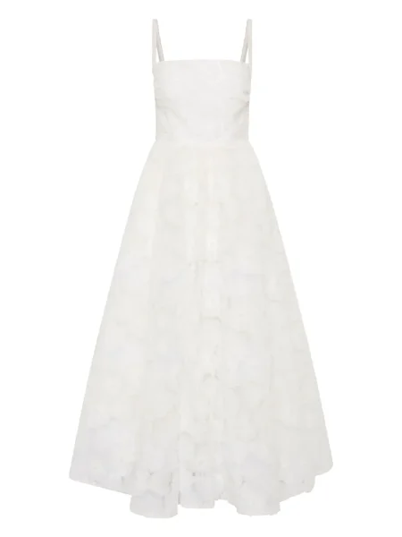 Rochie midi Rebecca Vallance cu broderie cu model floral până la genunchi alb