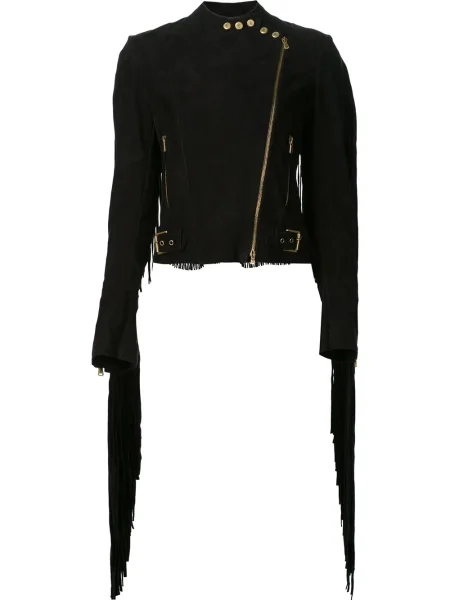 Geacă Ralph Lauren Collection cu franjuri negru