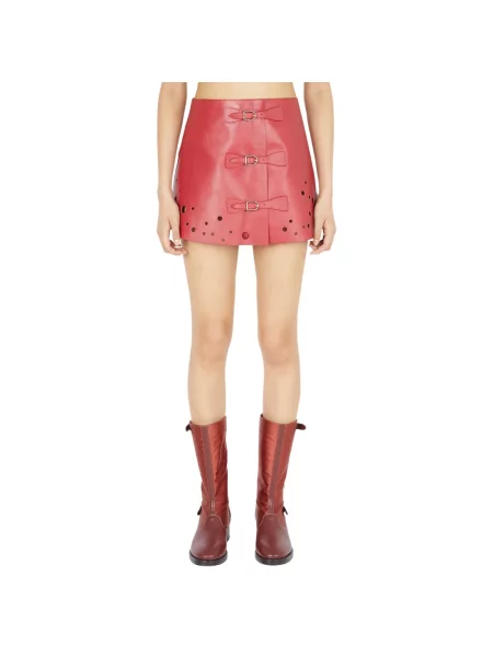 Spódnica skórzana Durazzi Milano czerwona