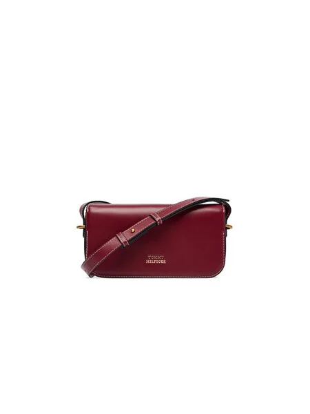 Tommy Hilfiger Kabelka Th Script Flap Crossover Bordová hnedá
