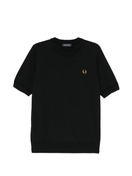 Tricou Fred Perry cu broderie tricotate negru