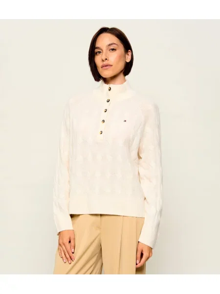 Pulover Tommy Hilfiger de lână cu guler înalt cu guler henley