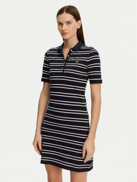 Gant Každodenné šaty Striped Shield Tmavomodrá