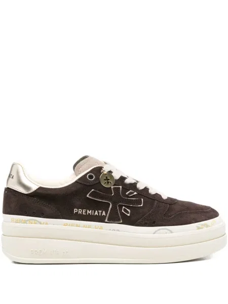 Sneakerși Premiata din piele de căprioară cu platformă maro