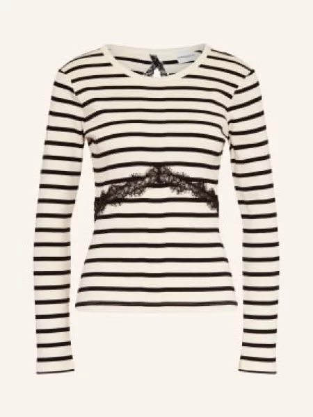 Claudie Pierlot Koszulka Z Długim Rękawem Koronką I Wycięciem weiss biała