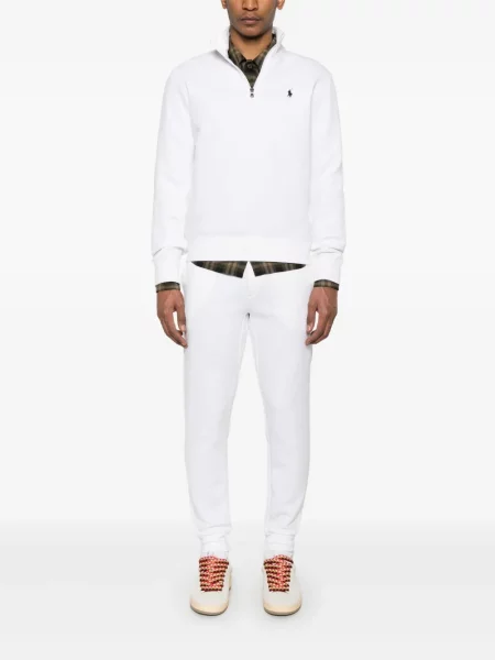 Dlouhé lněné kalhoty Polo Ralph Lauren bílé