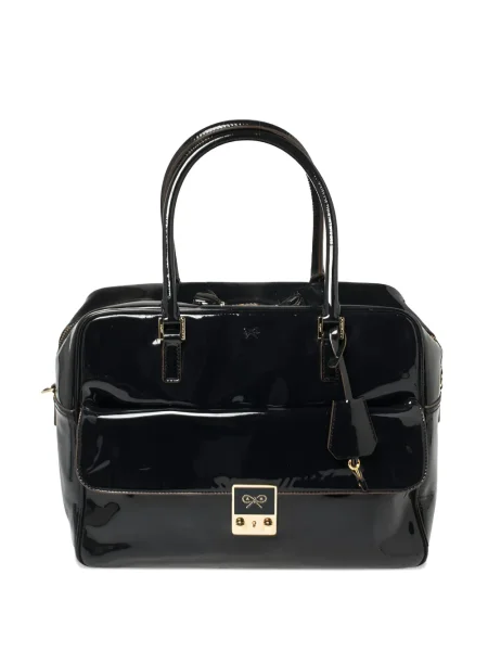 Geantă messenger Anya Hindmarch din piele de lac albastru