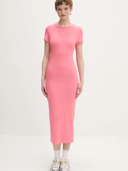 Tommy Jeans sukienka z wiskozą różowa