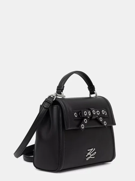Geanta crossbody Karl Lagerfeld din piele cu autograf negru