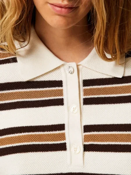 Polo Twinset cu dungi alb