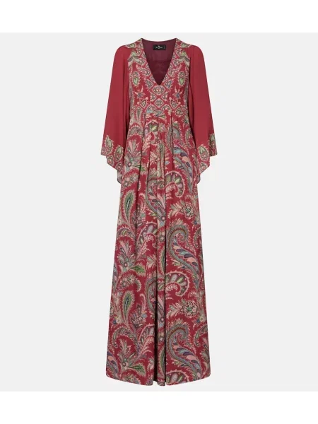 Rochie maxi Etro cu model paisley de costum bordo