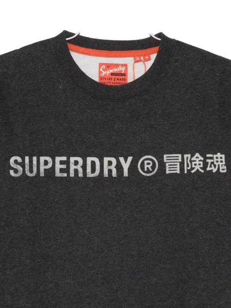 Hanorac crewneck Superdry cu imagine cu decolteu rotund negru