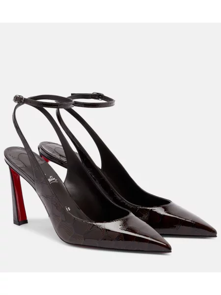 Pantofi cu toc Christian Louboutin slingback maro