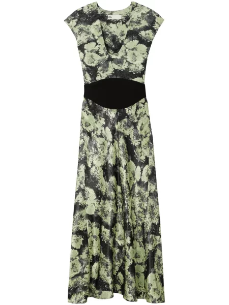 Rochie Tory Burch cu model floral cu imagine de costum verde
