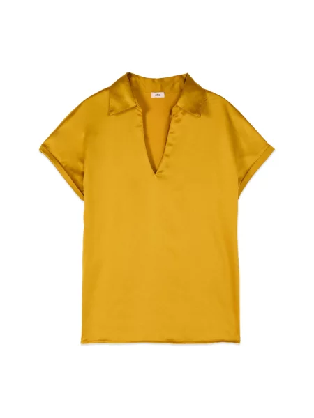 Bluzka Oltre z dekoltem w serek żółta