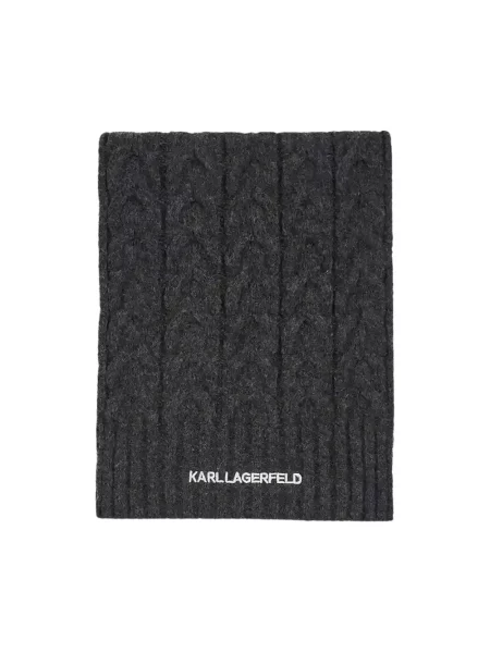 Karl Lagerfeld szalik z domieszką wełny gładki szary