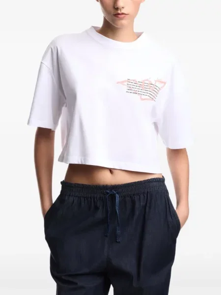 Περικομμένο μπλούζα Emporio Armani με σχέδιο λευκό