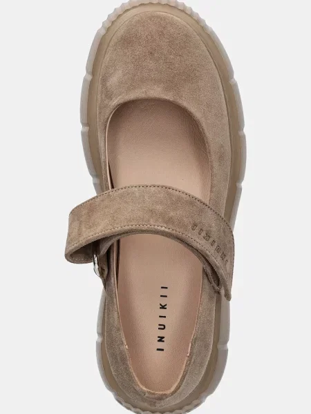 Замшевые балетки Inuikii на платформе бежевые