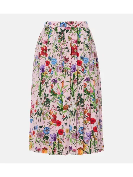 Fustă midi Gucci de mătase cu model floral