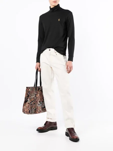 Haftowana koszulka Polo Ralph Lauren dwurzędowa klasyczna brązowa