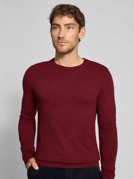 Sweter z dzianiny z mieszanki wełny z domieszką kaszmiru Mcneal bordowy