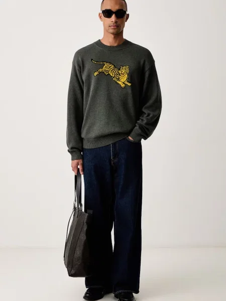 Kenzo pulover pentru bărbați cu lână verde