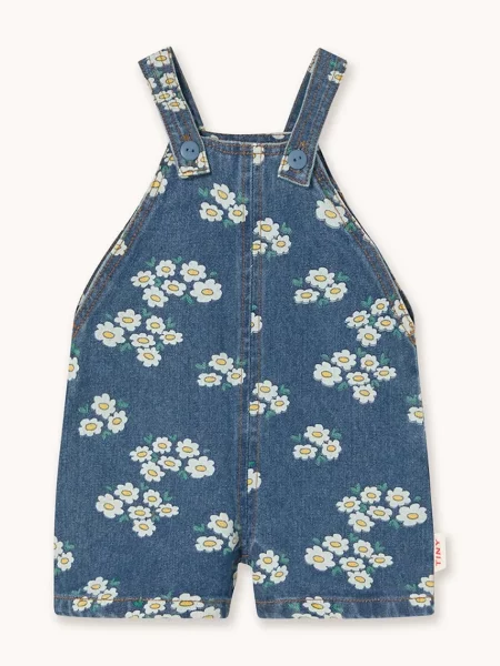 Tinycottons Джинсовий комбінезон для немовлят BLOSSOMS DENIM SHORT DUNGAREE