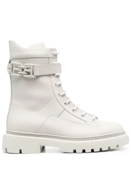 Cizme scurte Bally din piele alb