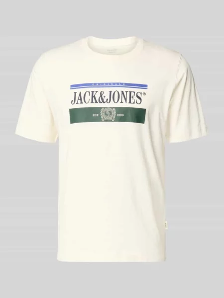 T-shirt z nadruk z logo model FREDERIKSBERG' Jack & Jones biała
