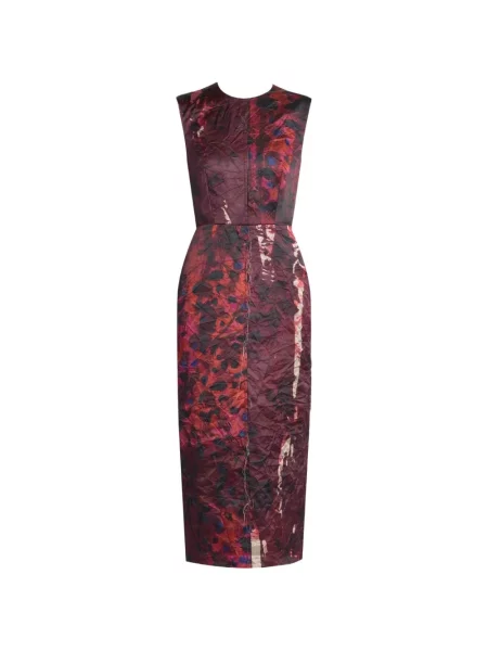 Rochie midi Erdem din satin cu imagine roșu